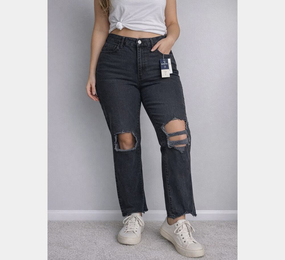 Hollister Jeans Size 17S 17 Short Ultra-High Rise Vintage Straight Black New